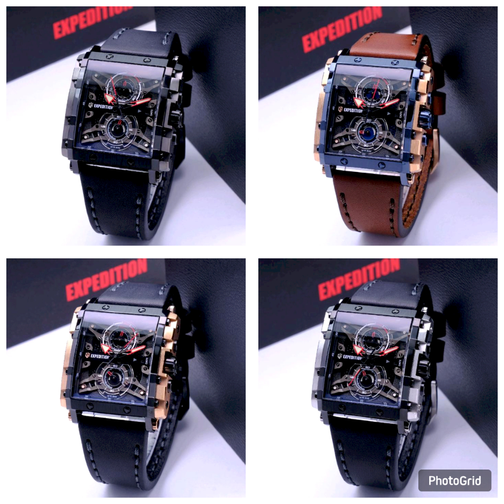 JAM TANGAN PRIA EXPEDITION EXP 6757 / E6757 ORIGINAL CHRONOGRAPH - TALI KULIT - GARANSI RESMI 1 TAHU