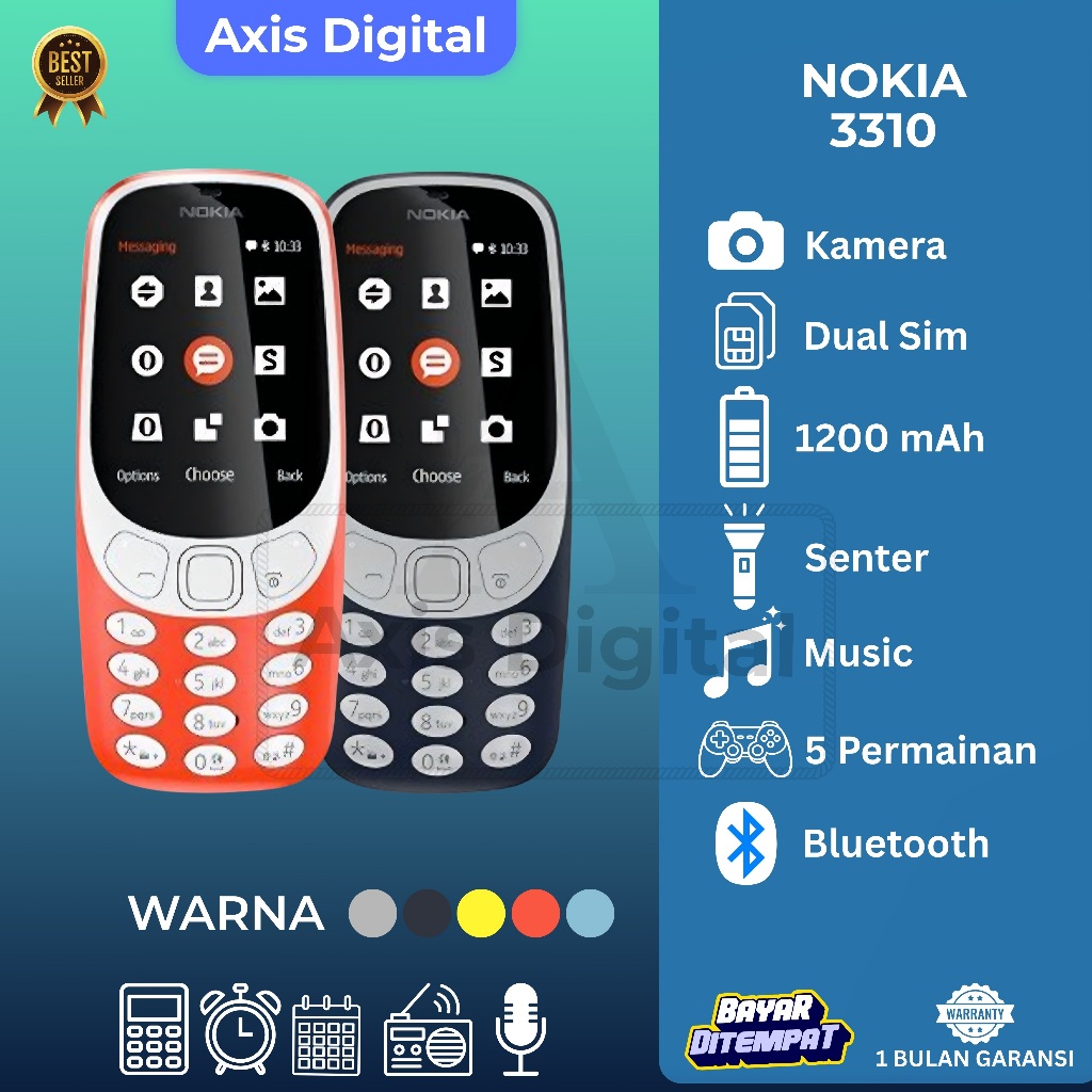 NOKIA Hp Jadul 3310 NEW Dual Sim Bisa Bahasa Indonesia