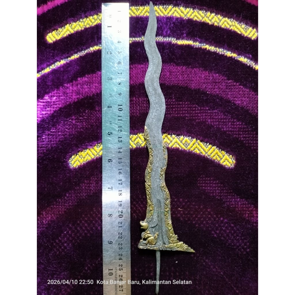 Keris Singo Barong Luk 9 Kinatah Sepuh 23 cm