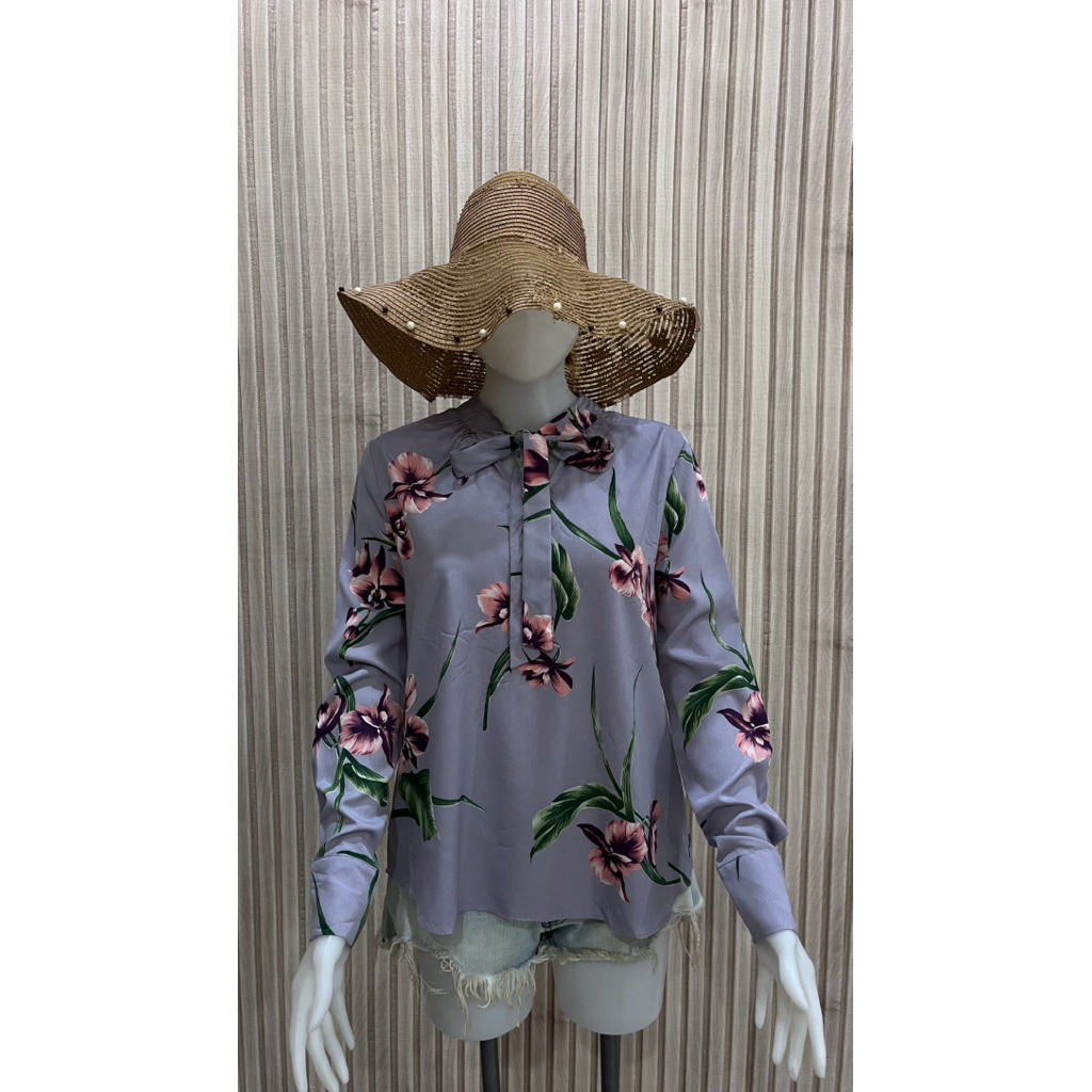 PL PREMIUM - ATASAN BLOUSE BUNGA LILAC