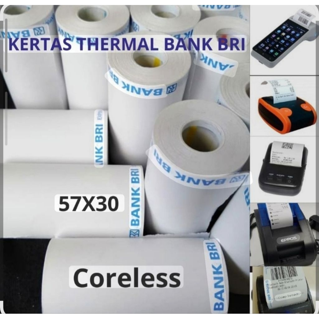 10 ROLL KERTAS STRUK BRI THERMAL AGEN BRILINK UKURAN 57×30