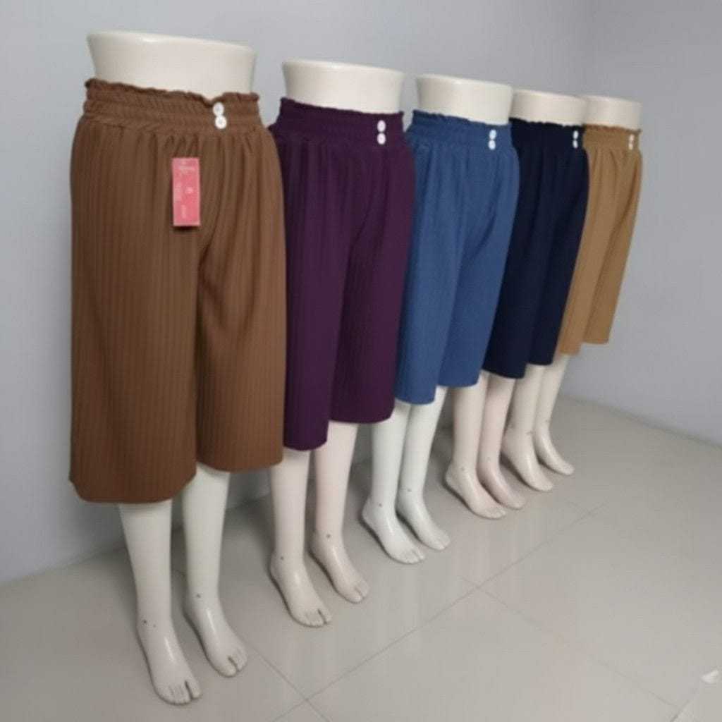 ISI 5 PCS Celana Kulot Knit Hornet Premium 7/8 Jumbo - Celana Pendek Wanita Highwaist