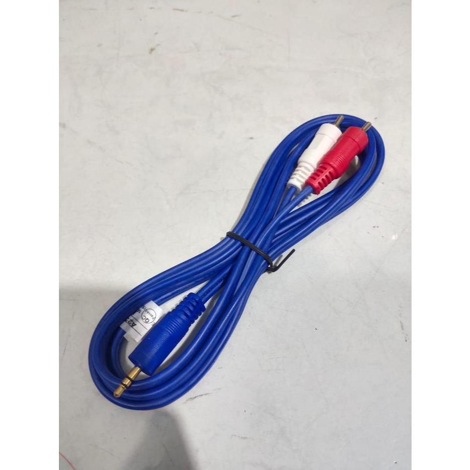 Kabel Aux 2 in 1 Jack Audio HP 3,5mm ke 2 RCA Original Kitani 180 cm RCA 2IN1 To Mini Stereo Male 3.