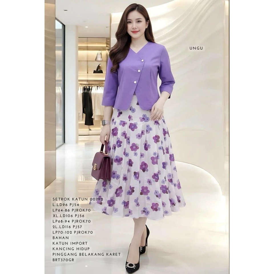 SET ROK WANITA DEWASA 00792 BAHAN KATUN TERSEDIA UKURAN STANDAR DAN JUMBO