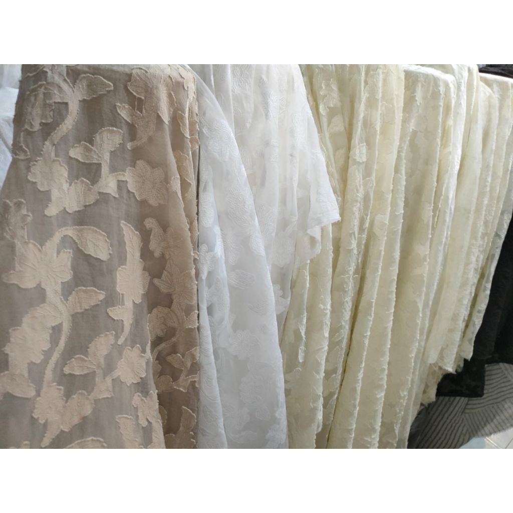 kain organza bordir meteran - harga/0,5m  - kain organza bordir bunga timbul - kain organza bordir p