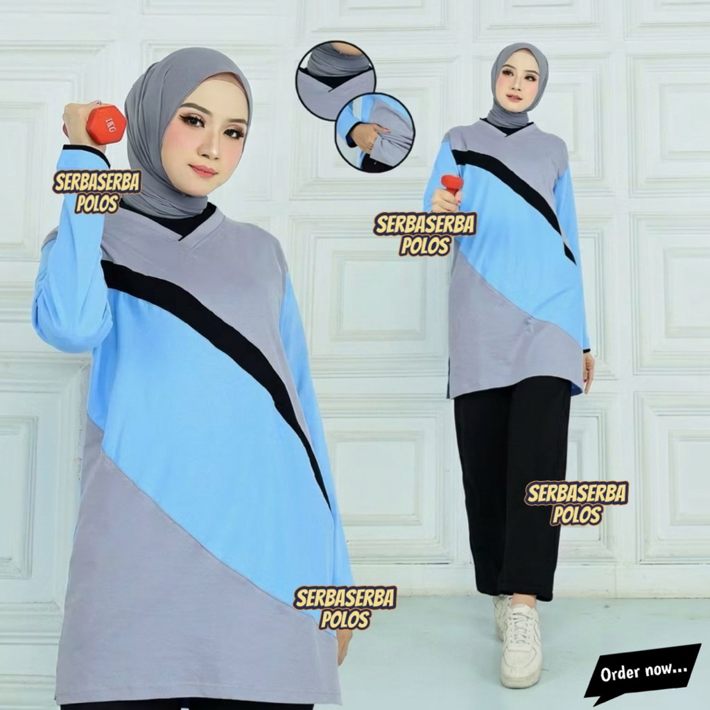 Setelan Terening Olahraga Muslimah/Kaos Olahraga Tunik/Seragam Olahraga Muslimah