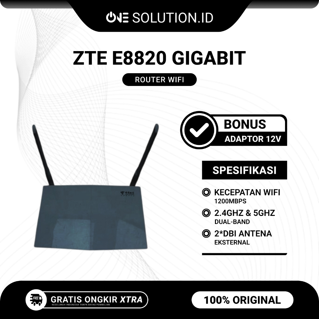 ZTE E8820 Wireless WiFi Dual-Band 2.4GHz & 5GHz Dual Antena Router Bekas Original Bonus Adaptor