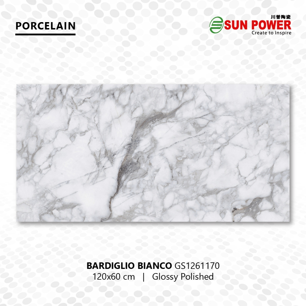 SUN POWER Barglio Bianco 60x60 | 120x60 Glazed Polished - Granit Tiles Lantai & Dinding Sun Power Ce