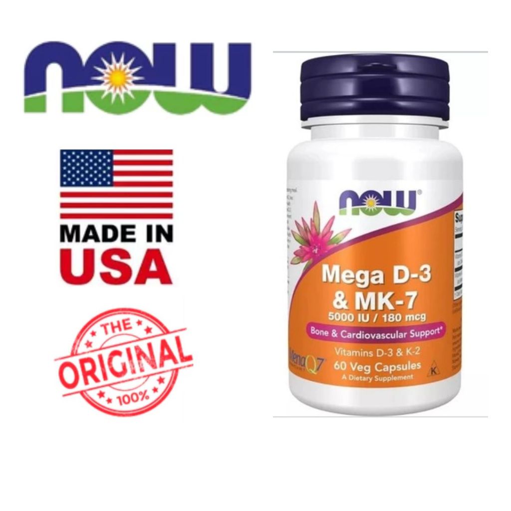 Foods Mega D-3 & MK-7 60 Vegetarian Capsul  Vitamin D3 5000 IU MK7 K-2 K2 Food