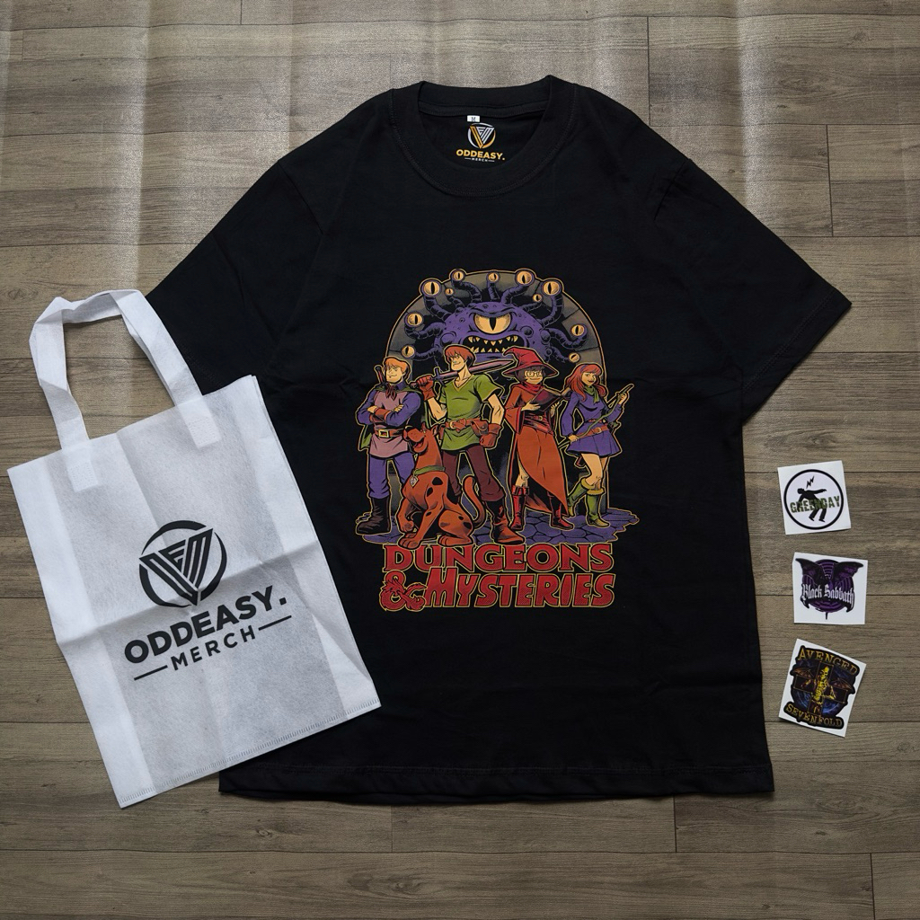 T-shirt Kaos Scooby Doo DUNGEONS bag bonus sticker Kaos Band Vintage Pria Baju Katun Distro Wanita O
