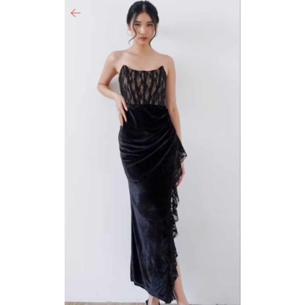 Preloved Corset Party Dress_Kemben_Black long dress