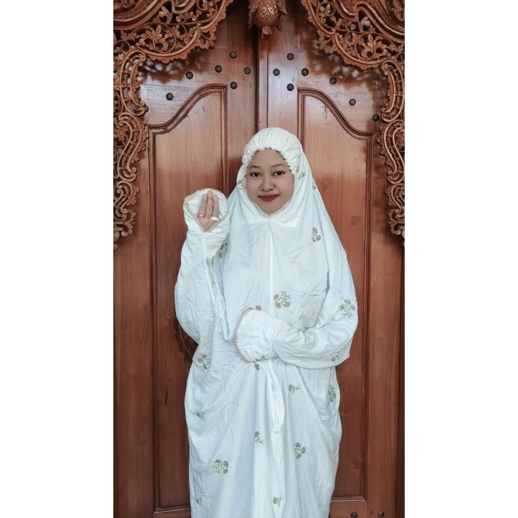 MUKENA TERUSAN DEWASA RAYON PUTIH