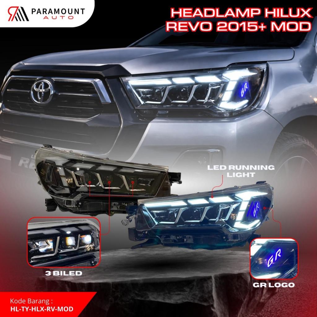 Headlamp Toyota Hilux Revo 2015+ LED DRL Projector 3 BILED GR Style Lampu Depan Hilux Revo