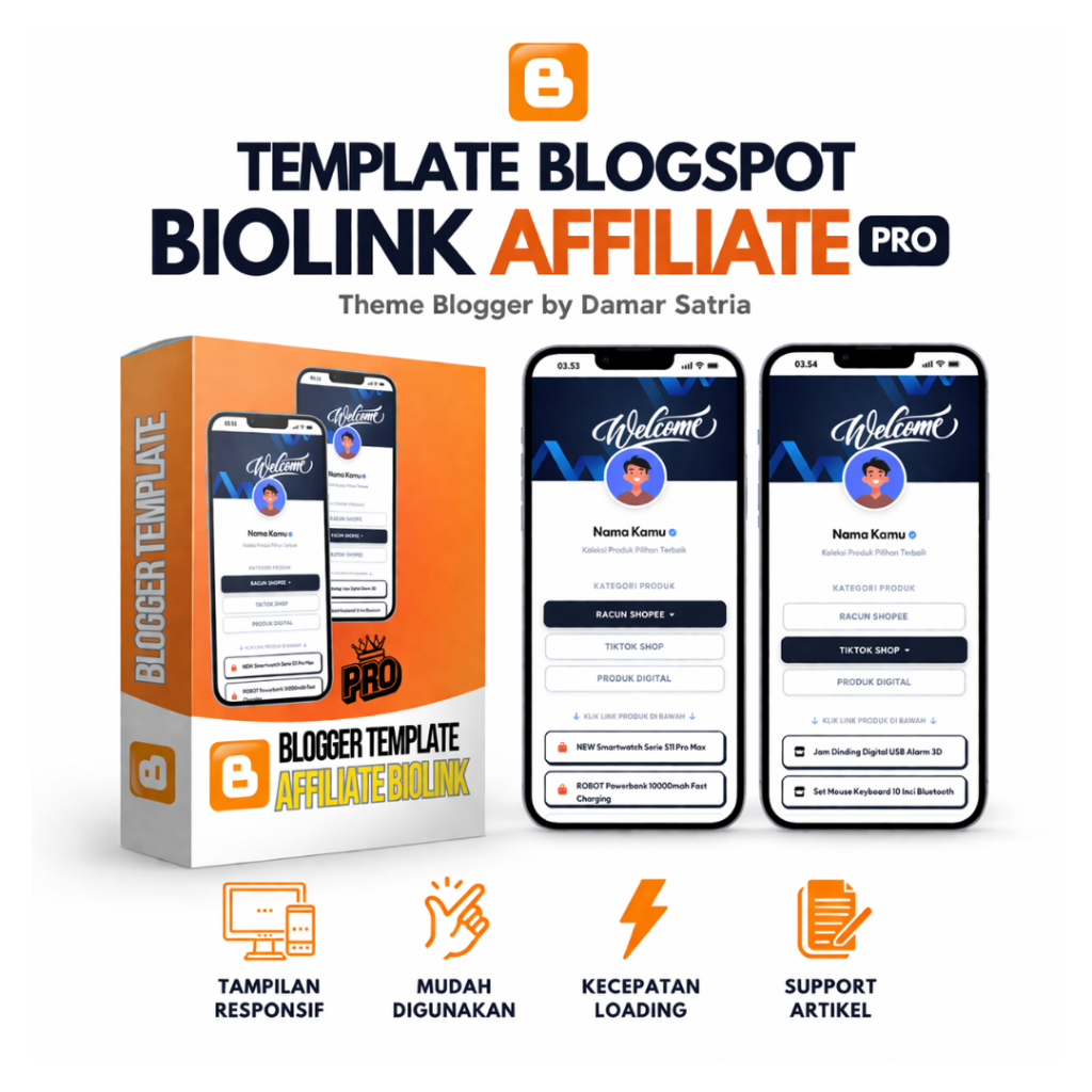 Template Blogspot Blogger Biolink Affiliate PRO Mudah Digunakan Lengkap Dengan Panduan & Update