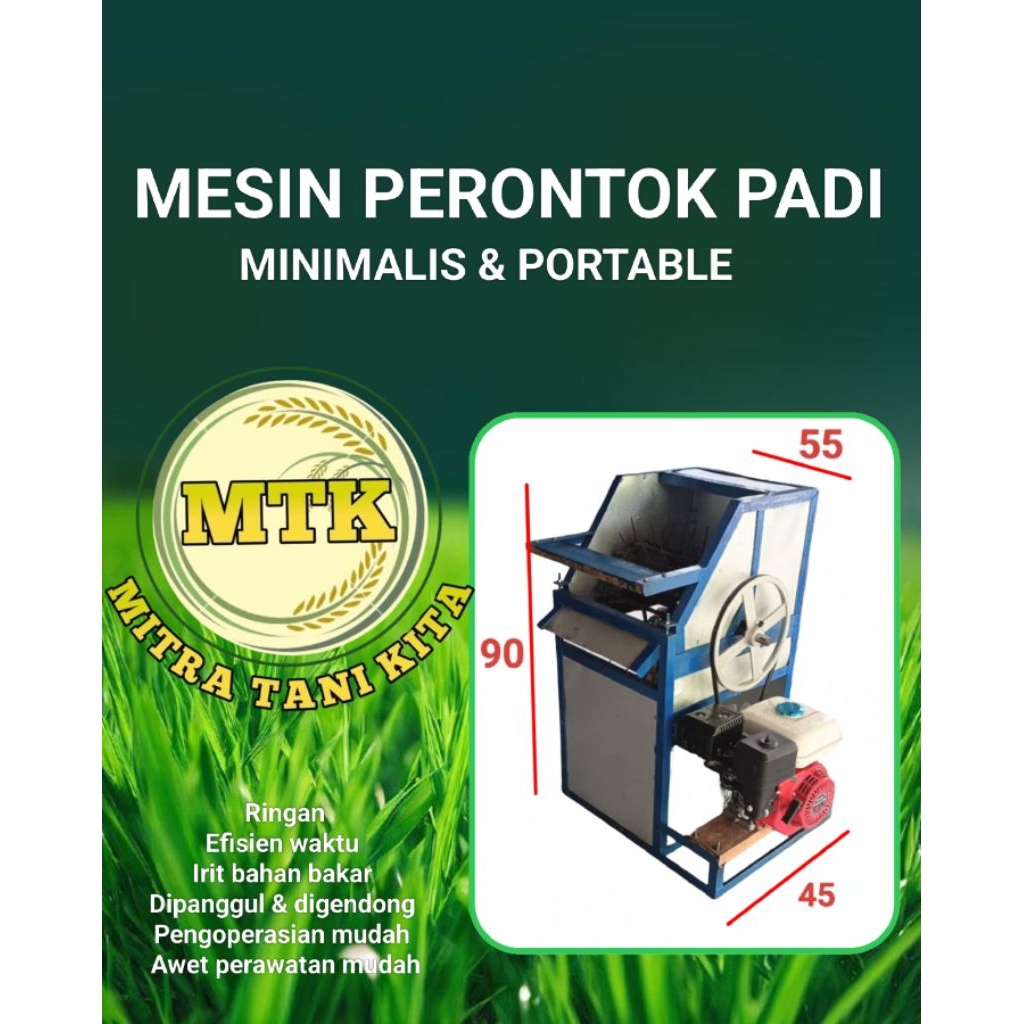 MESIN PERONTOK PADI PORTABLE DAN MINIMALIS TRESER MINI HEREK PADI KOMPLIT TINGGAL PAKAI
