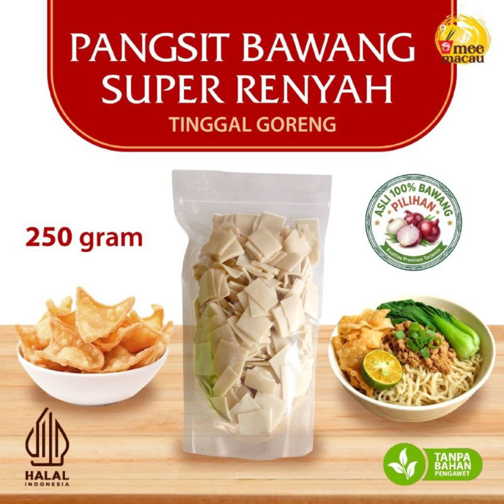 [TINGGAL GORENG] Keripik Kulit Pangsit Bawang Goreng Mentah Renyah Enak Cemilan Tinggal Goreng 250 G