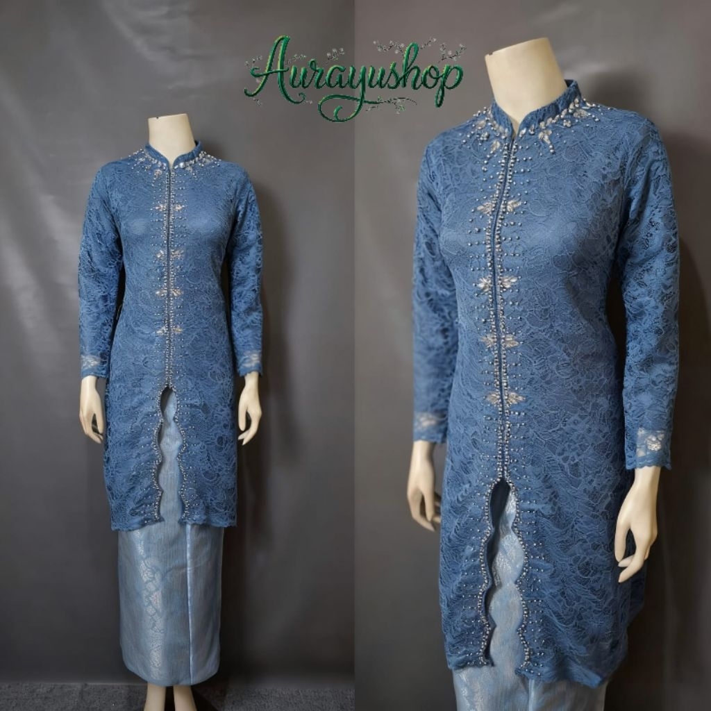 [Aurayushop] JUMBO - Kebaya Brokat Full Payet Model Zigzag || Tunik Busui Modern || Kebaya Kondangan