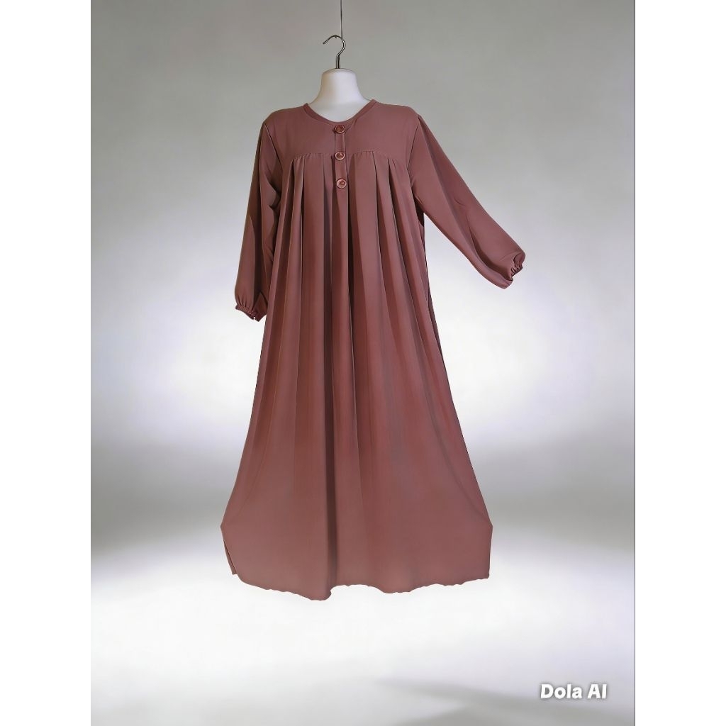 gamis kekinian gamis cantik rempel dada variasi kancing depan