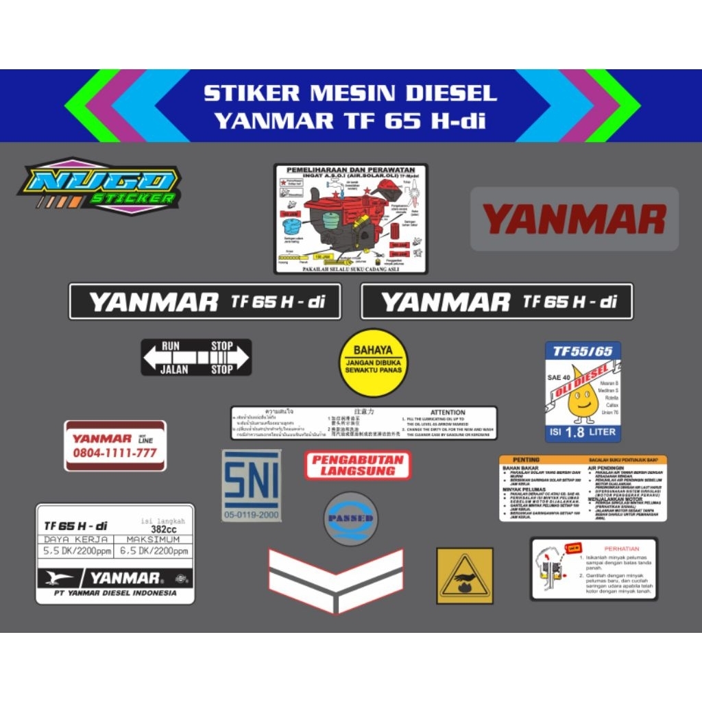 Stiker mesin diesel Yanmar TF 65 H-di