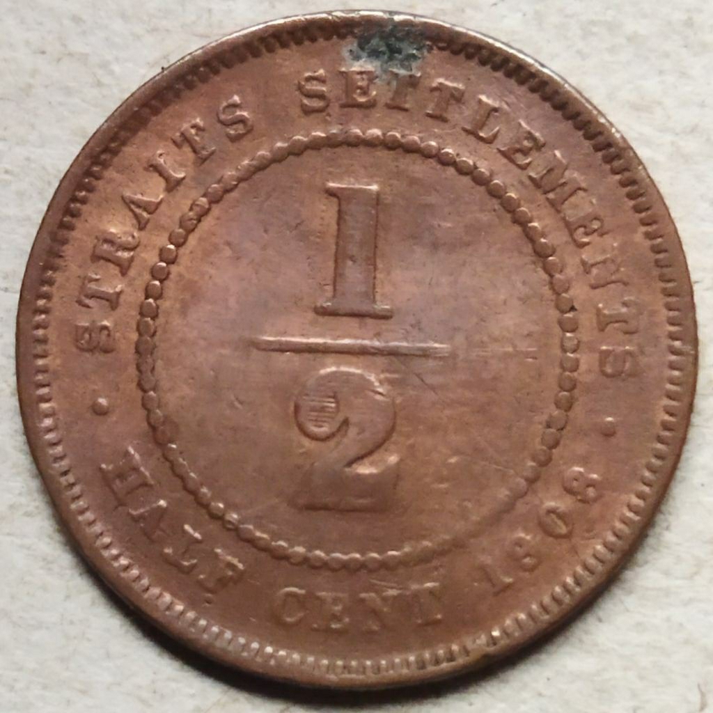 Koin 1/2 cent 1908 Edward vii straits settlements