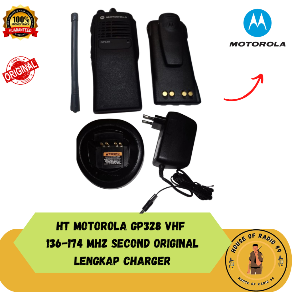HT MOTOROLA GP 328 UHF 400 SECOND ORIGINAL LITHIUM BATERAI