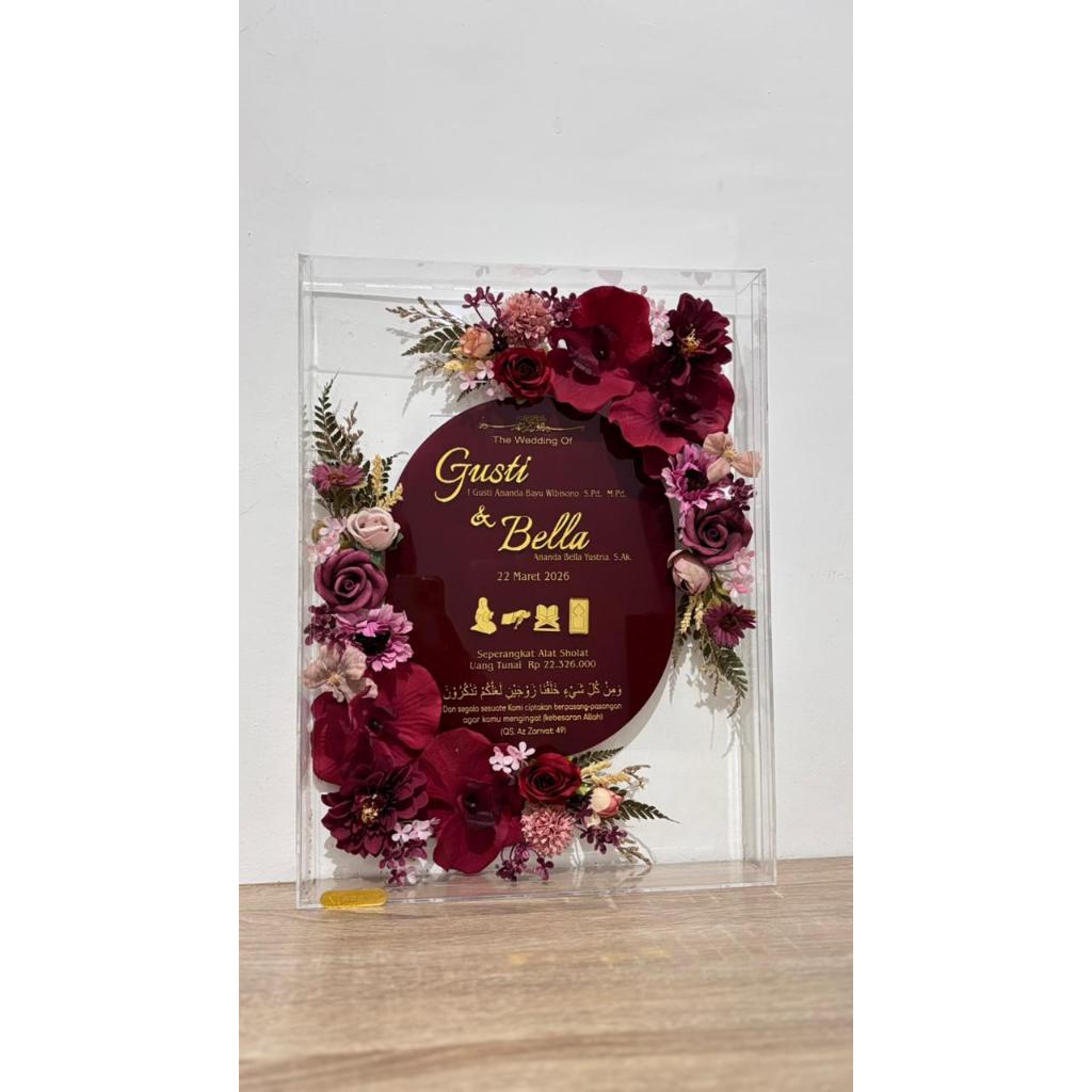 MAHAR PERNIKAHAN AKRILIK KEKINIAN - mahar akrilik mirror rose gold - mahar pernikahan - frame mahar