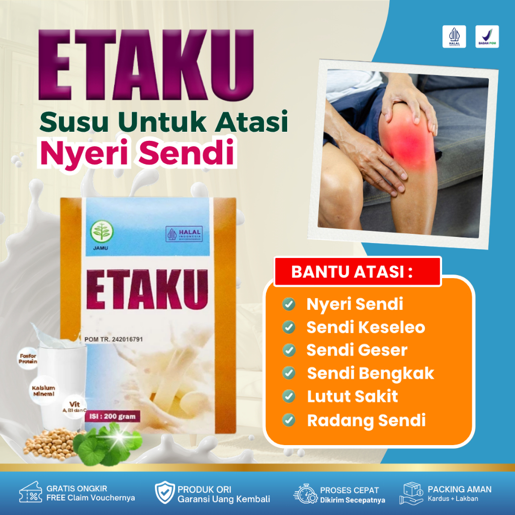 Etaku Obat Nyeri Sendi, Sendi Bengkak, Sendi Keseleo, Radang Sendi, Pengapuran Sendi, Tangan Kaku, S