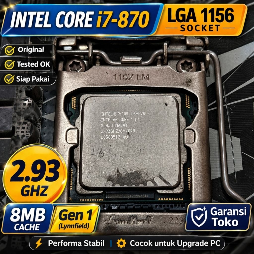 Paket Motherboard H55 + Intel Core i7-870 LGA 1156 Siap Pakai Bonus RAM & I/O Shield