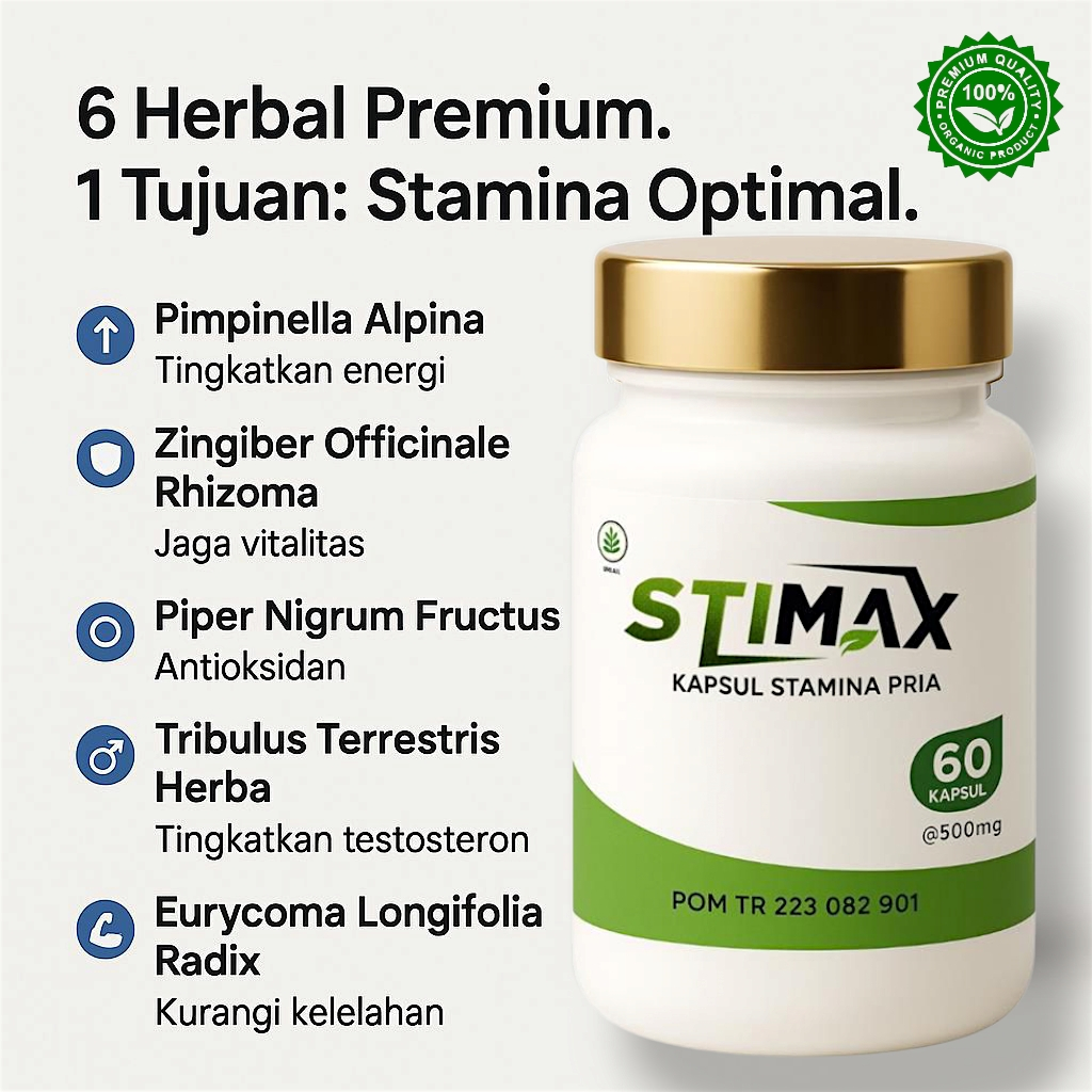 Original Kapsul Stamina STIMAX Suplemen Penambah Obat Stamina Pria Dewasa KUAT HERBAL TAHAN LAMA