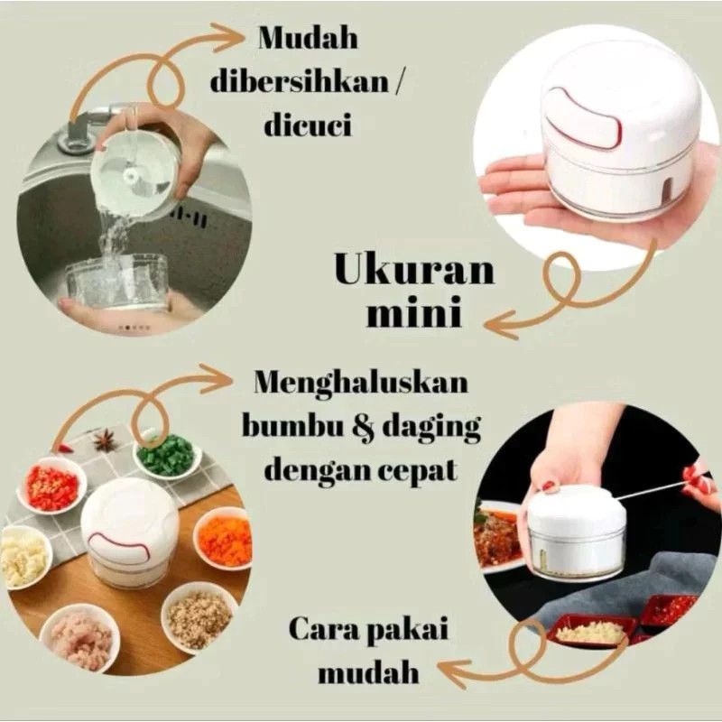 (CHOPPER MANUAL KECIL) SPEEDY CHOPPER VANSTAR BLENDER TARIK TANGAN MANUAL - Gambar 3