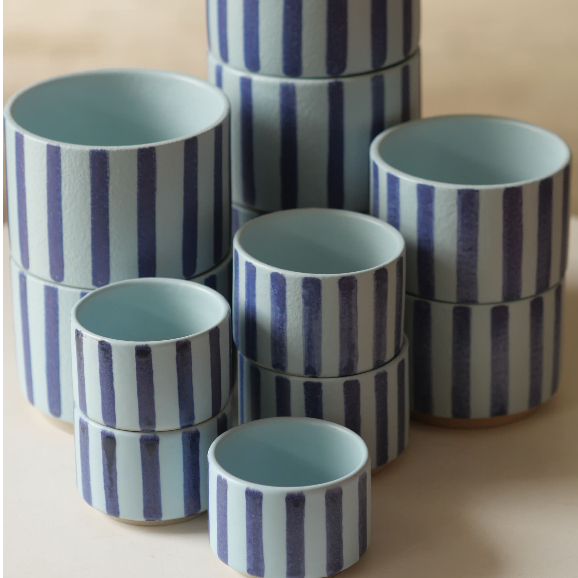 kaloka pottery - Cup - Cup C209 Stripe Blue series
