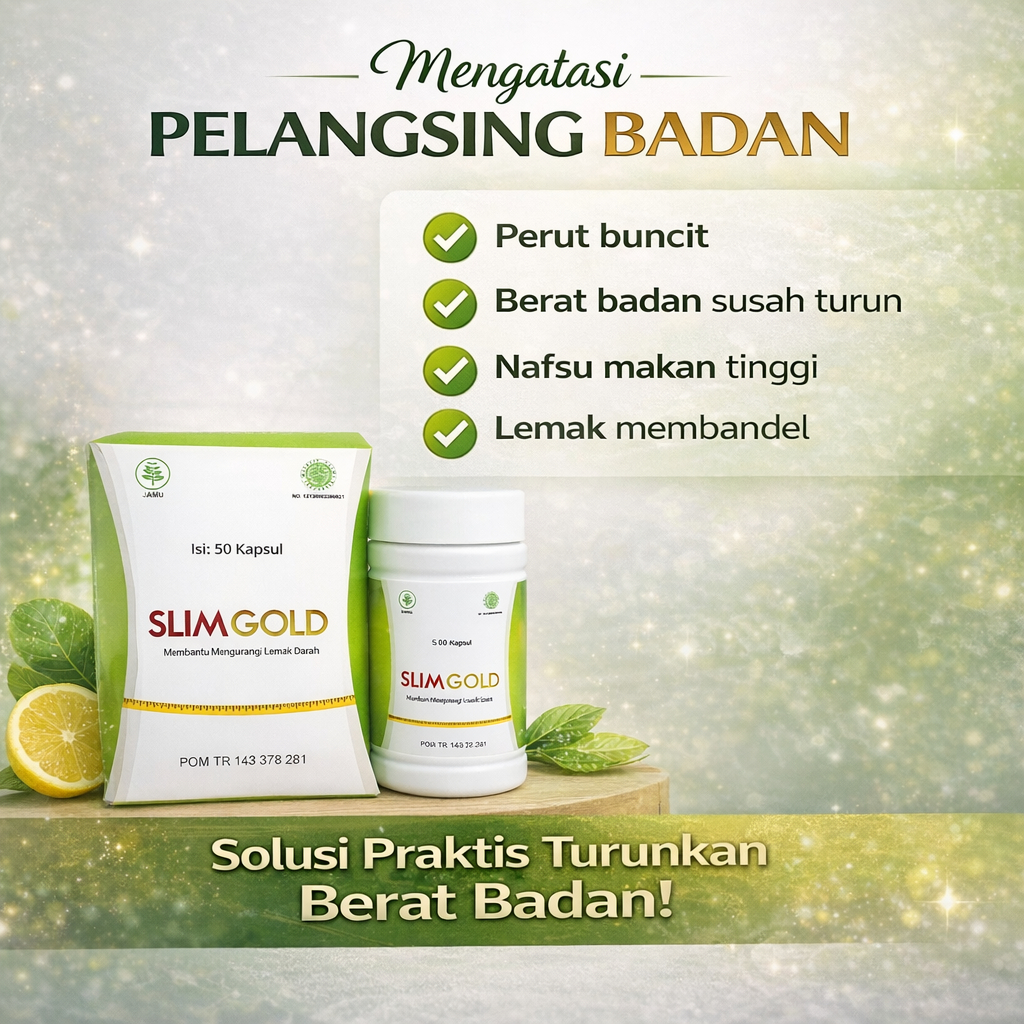SLIM GOLD Herbal Pelangsing Penurun Berat Badan BB Pelancar Metabolisme Obat Diet Turun 1-10KG SLIM 