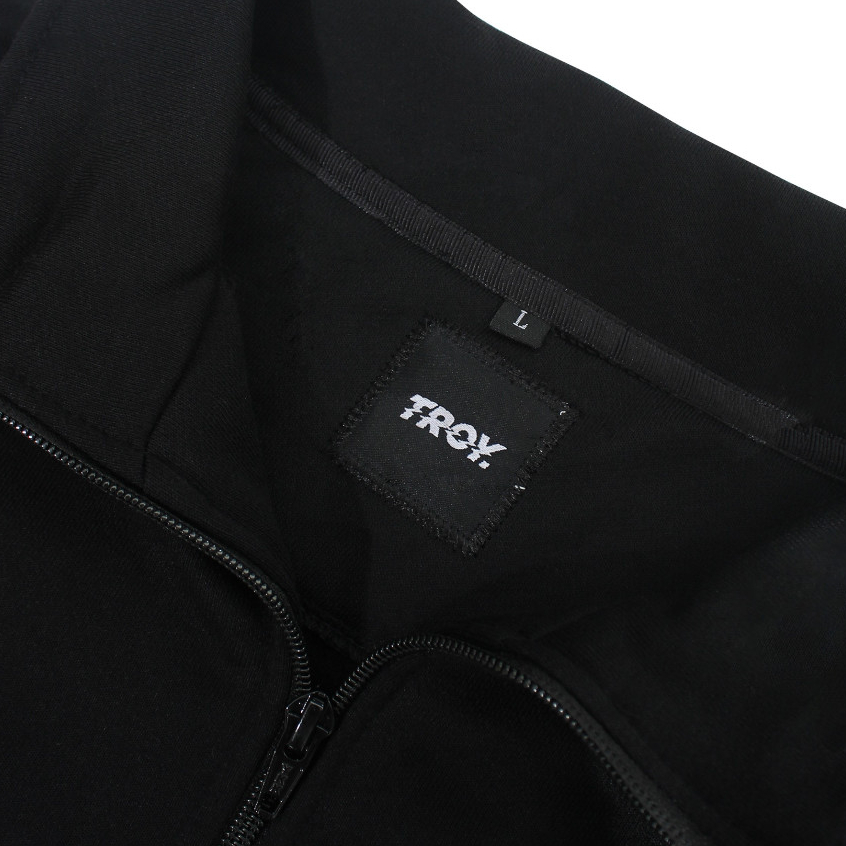 Troy Company Sweater Crewneck Half Zipper Black Basic - Half Zip Pria Hitam HZ 2528