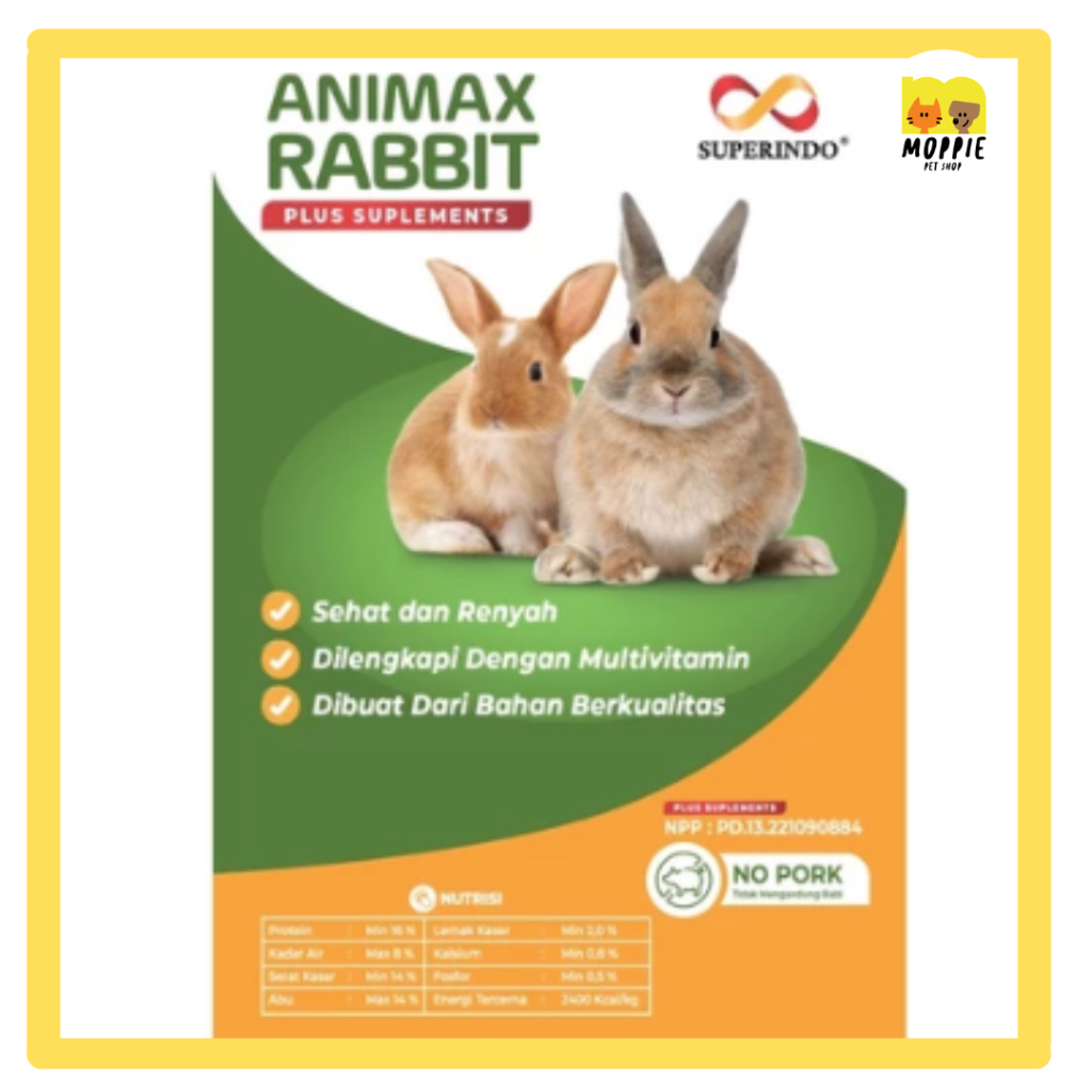 ANIMAX Rabbit Food Regular Repack 1kg / Makanan Kelinci ANIMAX
