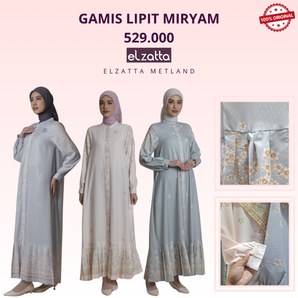 [Sarimbit 2026] Elzatta Gamis Lipit Miryam Gamis Sarimbit wanita motif adem Elzatta Original