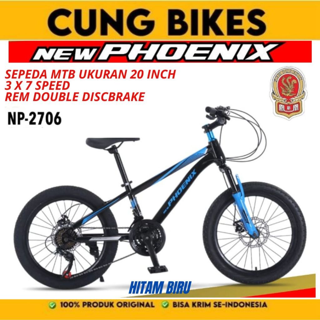 Sepeda Gunung Anak Phoenix 2706 ukuran 20 Inch Usia 8-12 Tahun 21 speed
