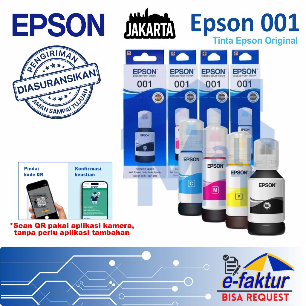 MALLIT EPSON Tinta Epson 001 T001 T-001 T 001 COLOR T03Y untuk printer L4150 L4160 L4260 L6160 L6170