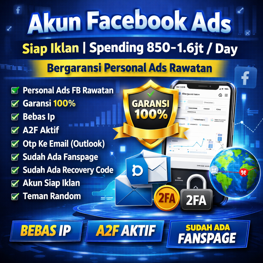 Akun Ads Facebook Siap Iklan Sudah Ada 1 Halaman + A2F ON + Email Aktif ( OTP Ke Email ) + Limit 850