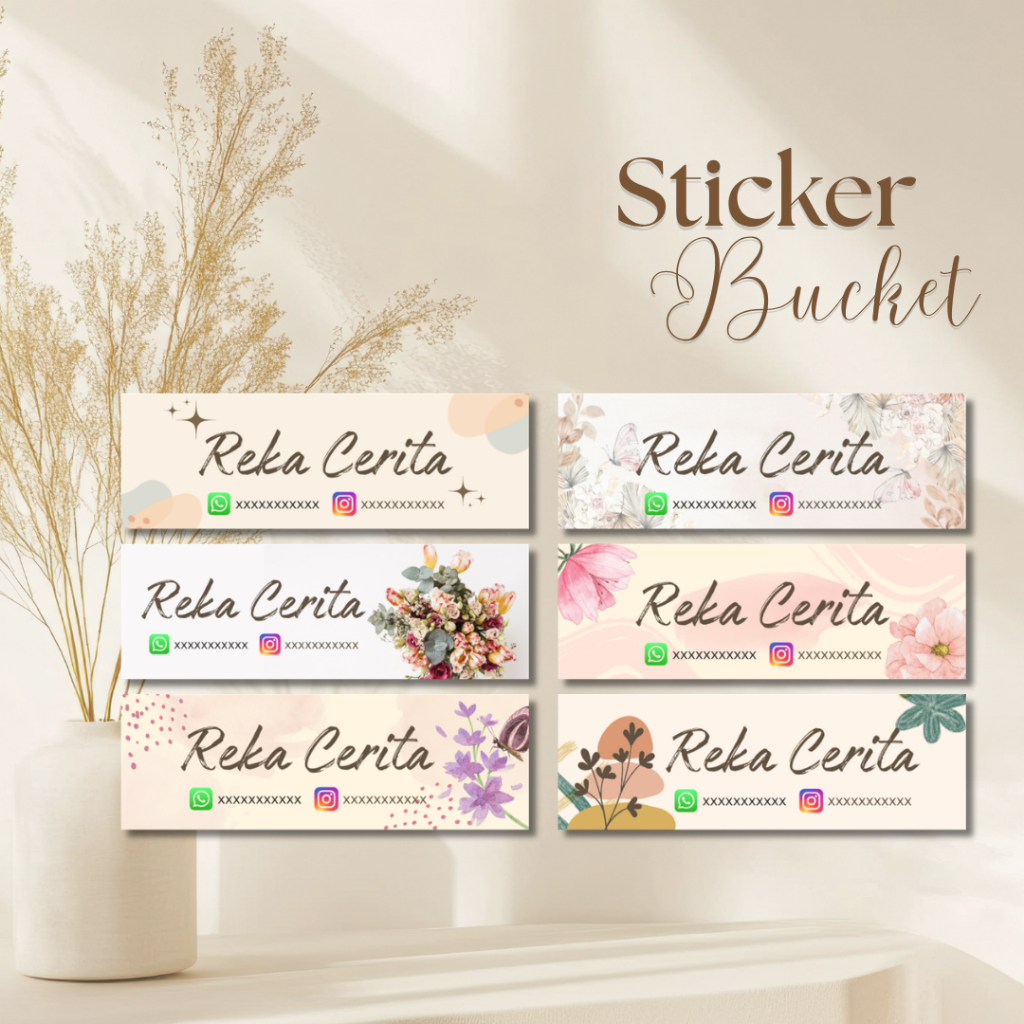 (1 PACK ISI 50 PCS) Sticker Bunga / Buket / Bucket / Bouquet / Flower / Murah Costum, stiker label b