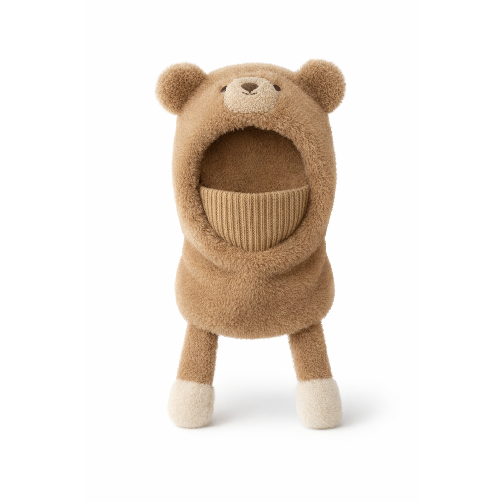 PlayBear Kupluk Hoodie Anak 2 in1 Topi Syal Bulu Hangat Anti Angin Usia 1-6 Tahun -RBK