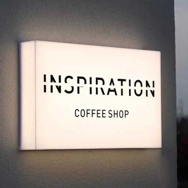 Neon Box Led Papan Nama Lampu Dinding Inspirasi Coffee Shop Putih Desain Modern
