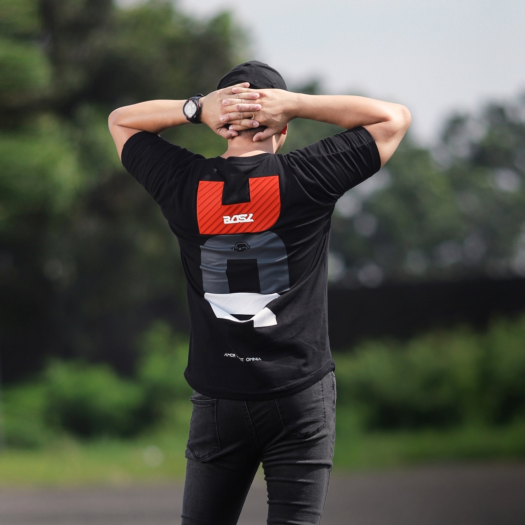 KAOSBOS.ID - Heavyweight Tshirt Kaos Timbul Reguler Fit Black 20s
