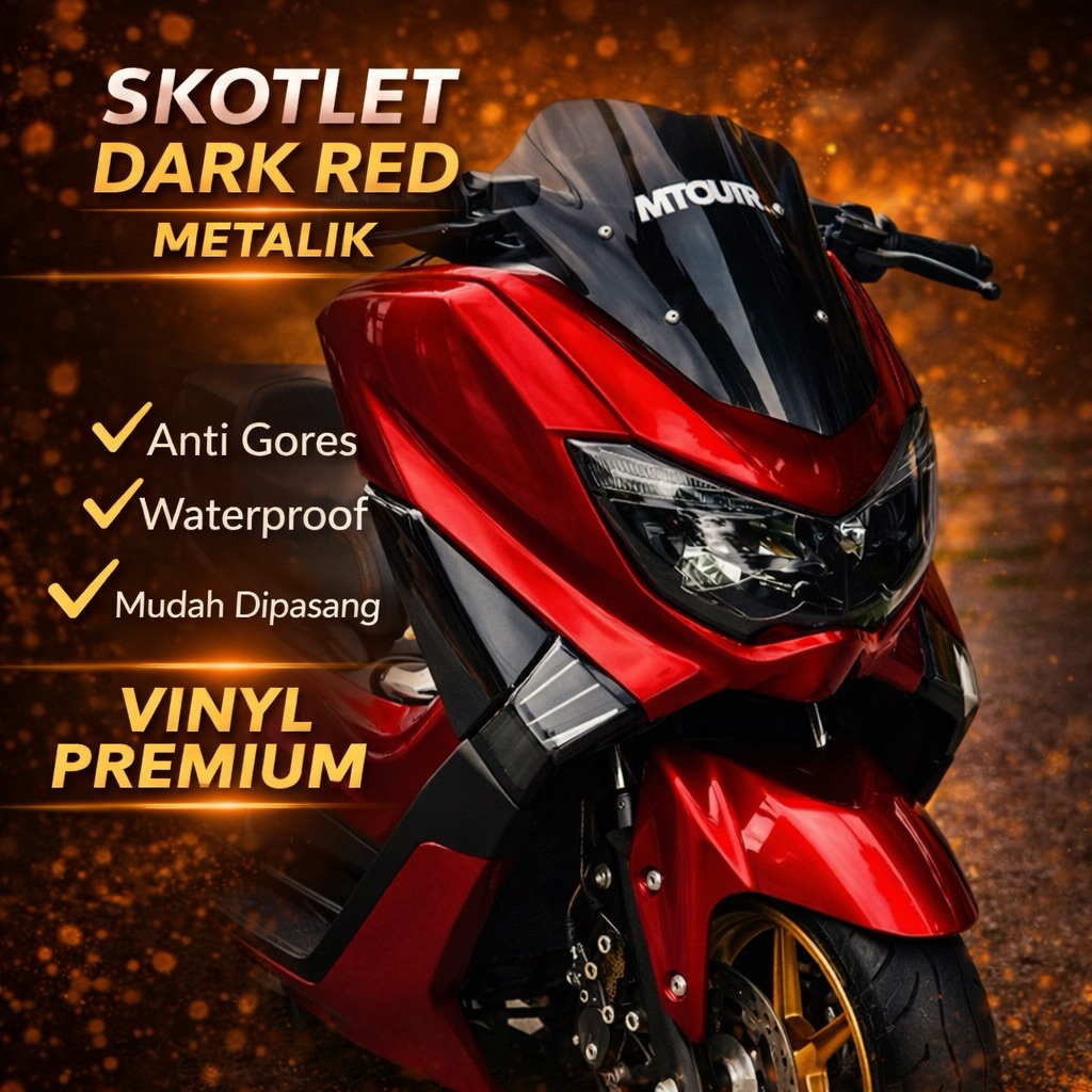 Skotlet sticker Merah Chrome doff Scotlite Stiker metalik red matte matte dop merah candy