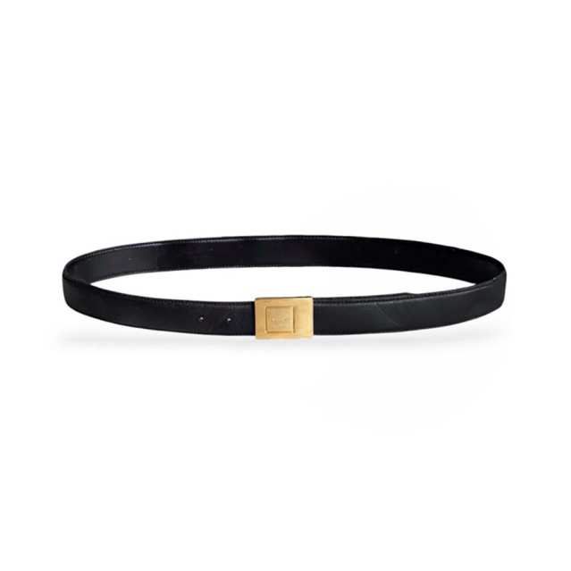 Salvatore Ferragamo square gold buckle leather belt black ikat pinggang sabuk