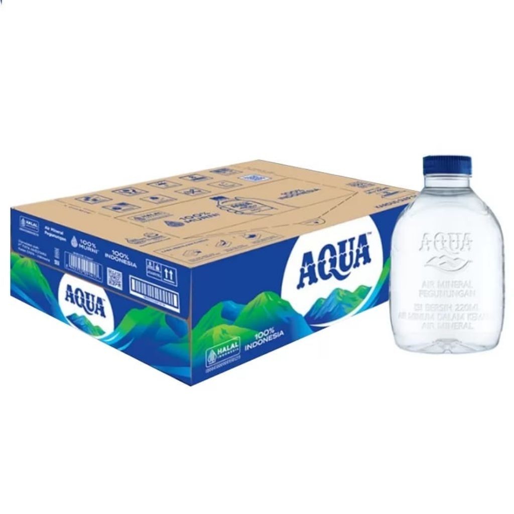 Air Mineral AQUA Botol Mini 220ml 24 Botol
