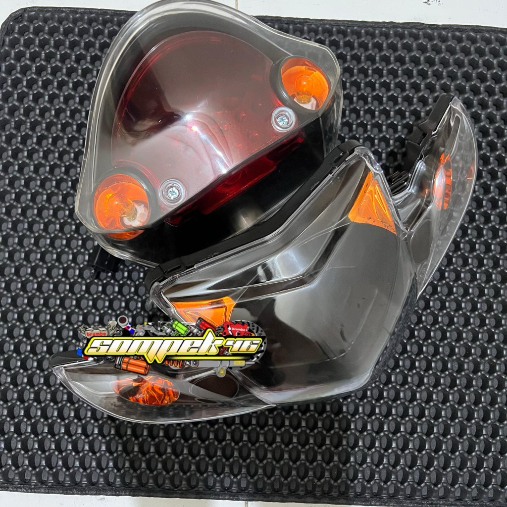 REFLEKTOR LAMPU DEPAN BELAKANG VEGA R VEGA R NEW CUSTOM HITAM OREN