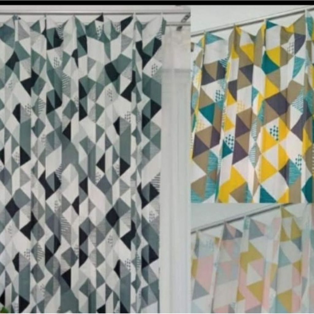 Gorden Plisket Motif Segitiga Piramid minimalis hadir dengan aesthetic