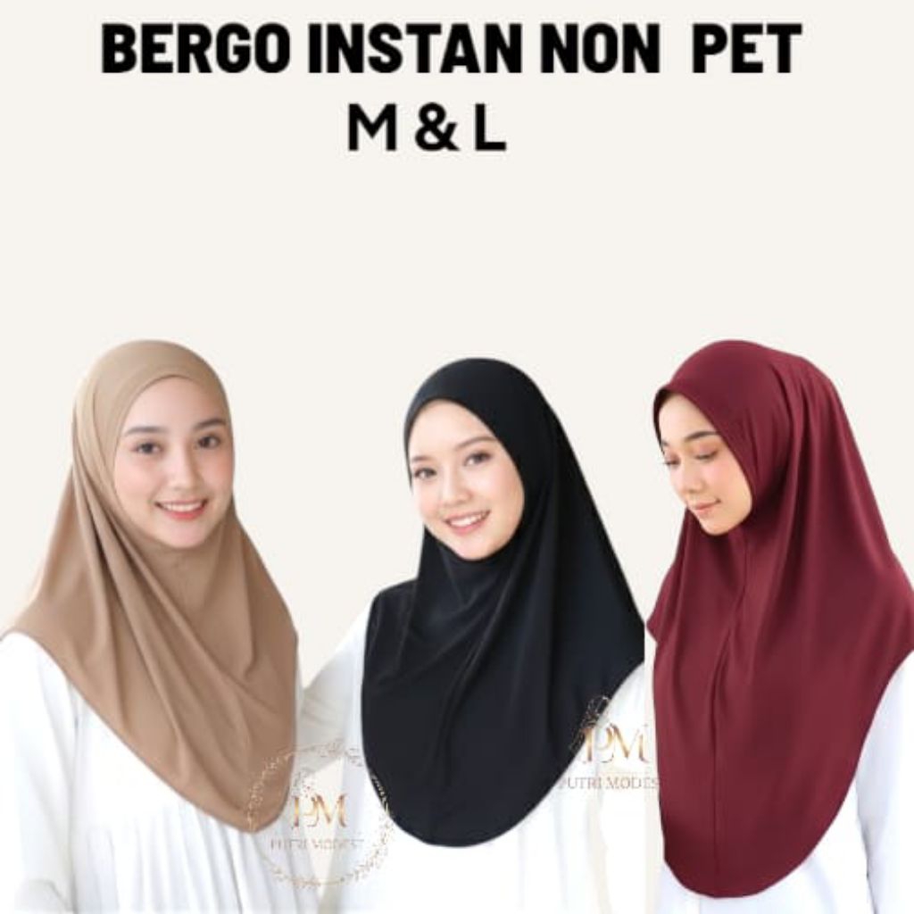 Bergo Instan Jersey/Bergo non pet/bergo Malay/hijab instan harian |Putri.Modest