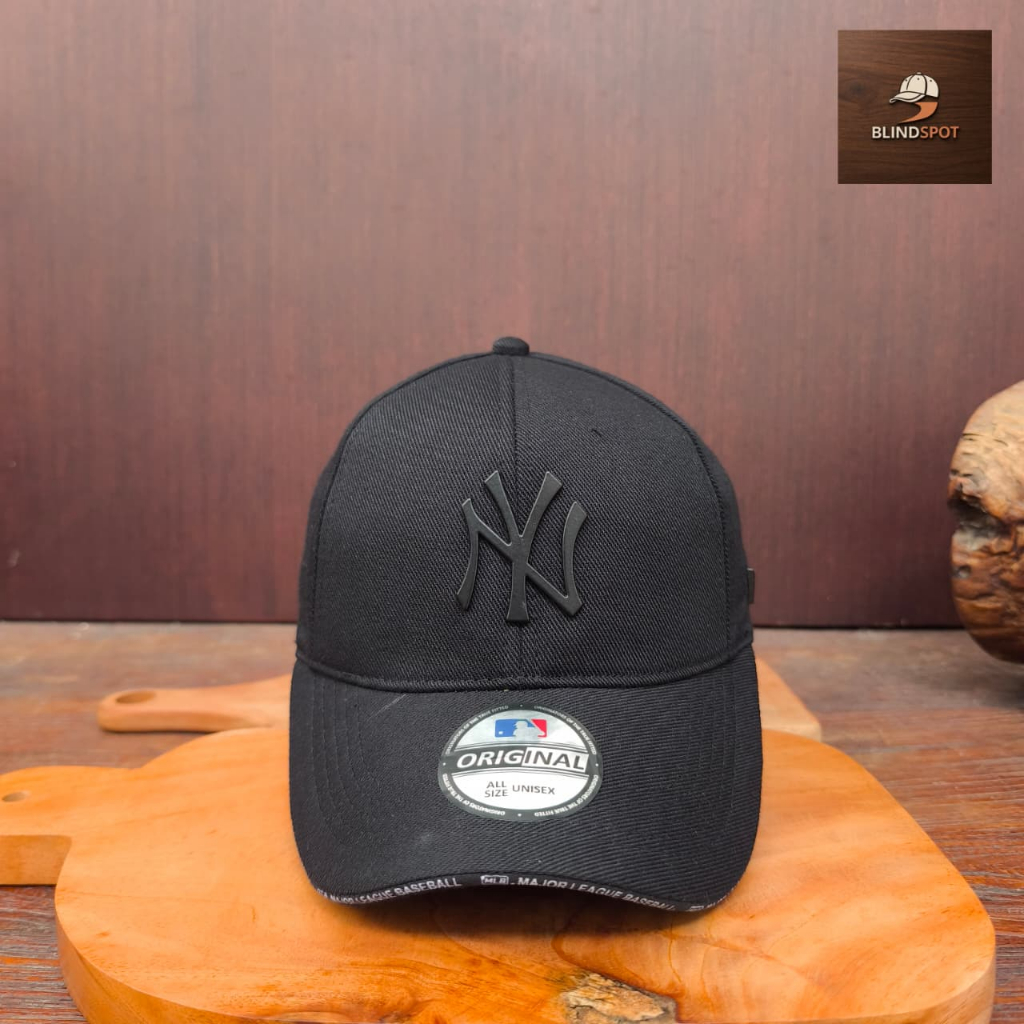 Topi Baseball Premiun Logo NY Plat Besi Hitam Keren