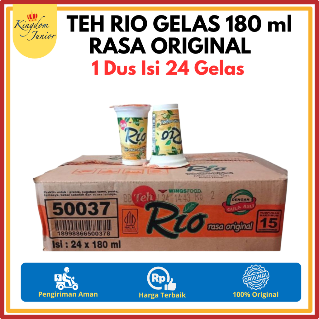 Teh Rio Gelas 180 ml Original 1 Dus Isi 24 Gelas Teh Kemasan